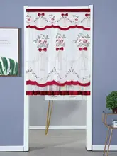 刺繍レースのハーフドアカーテン【半透明・穴あけ不要・ダブルレイヤー・ホーム用】