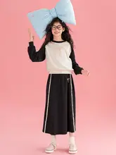 2点セット キッズ ガールズ レース切り替え バイカラー カジュアル おしゃれ 秋