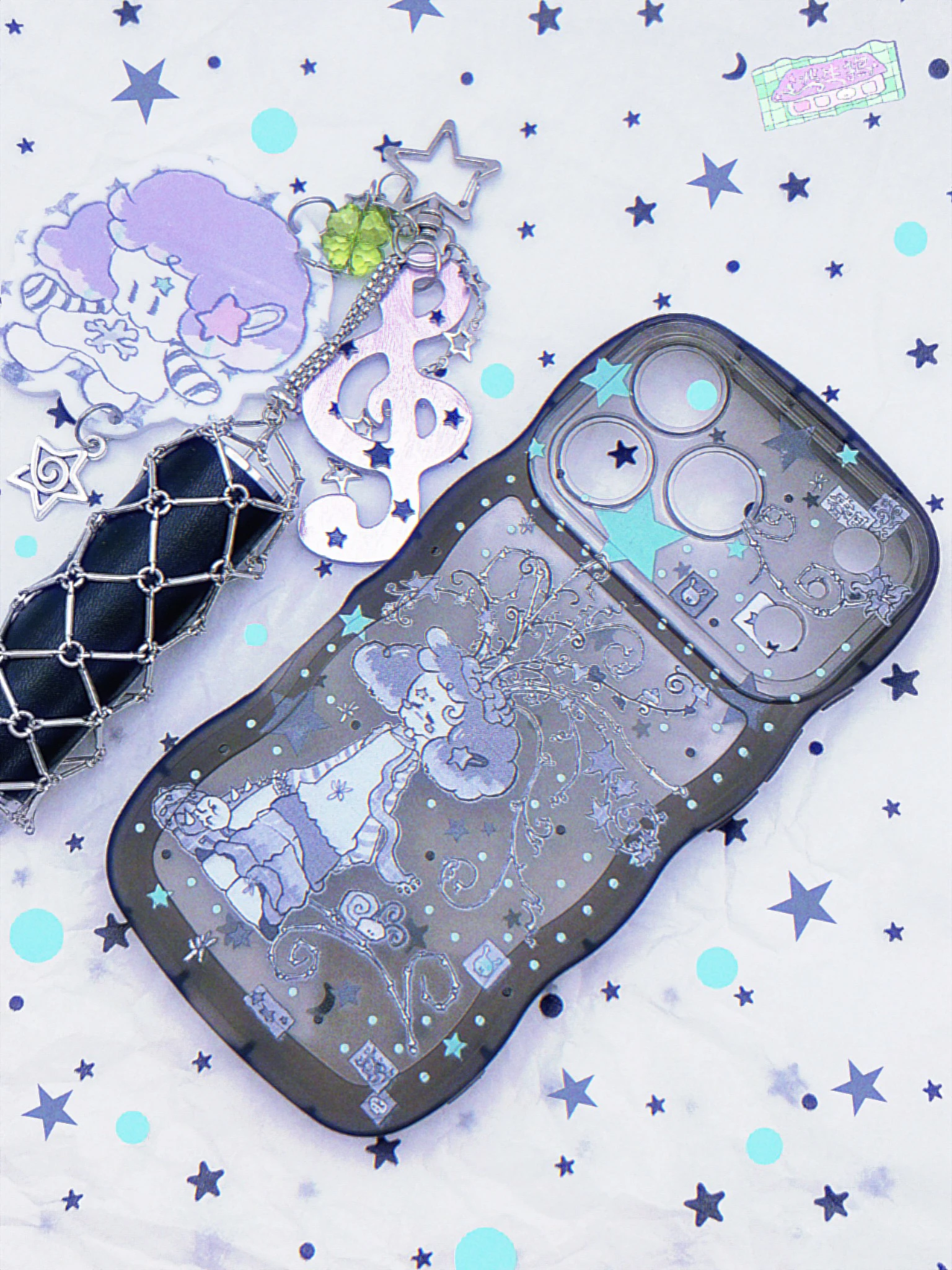 春の成長をテーマにしたイラストスマホケース：Y2Kスタイルの波のデザインと衝撃吸収性能