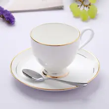 景徳鎮製 欧風金縁陶器カップセット【ティータイム用・コーヒーカップ・ソーサー・スプーン付き】