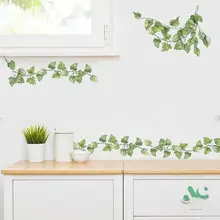 窓辺のインテリアに最適！グリーン植物の葉っぱとツルの壁貼りステッカー【防水・移動可能・粘着タイプ】