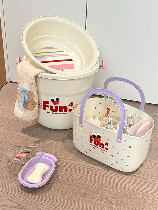 洗面器セット バケツ 洗面器 洗濯たらい 手提げバスケット 厚手 頑丈 入学準備 新生活 寮生活