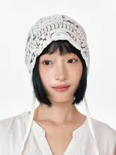 ニットキャップ レディース レース 透け感 紐付き 薄手 スロウーニー フレンチ風 おしゃれ 春夏「ZHIWU」