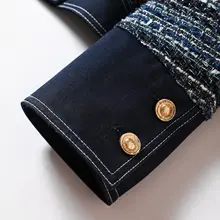 エレガントなショートデニムウールコート【スリムフィット・女性用・ベーシックデザイン】（ セットアップ対応）