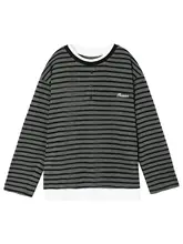 深灰色のファッショナブルなカジュアル長袖Tシャツ【インナー用・秋季・重ね着スタイル】（セットアップ対応）