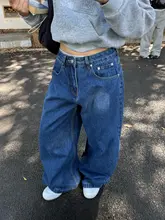 ヴィンテージ風デザインのワイドレッグデニムパンツ【ユニセックス・フィット・カジュアル】