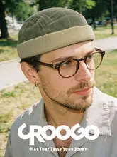 帽子 メンズ ドッカー帽 刺繍 バイカラー ノーブリム ロールアップ アメカジ ヴィンテージ ストリート 「CROOGO」