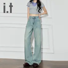 ワイドデニム レディース テンセル フレンチ風 ヴィンテージ ハイウエスト 着痩せ ルーズ 「CHOCOOLATE」