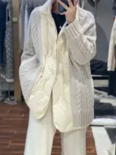 山羊绒ニットと羽毛ジャケットのコンビネーションコート【白鹅绒・秋冬用・レディース】