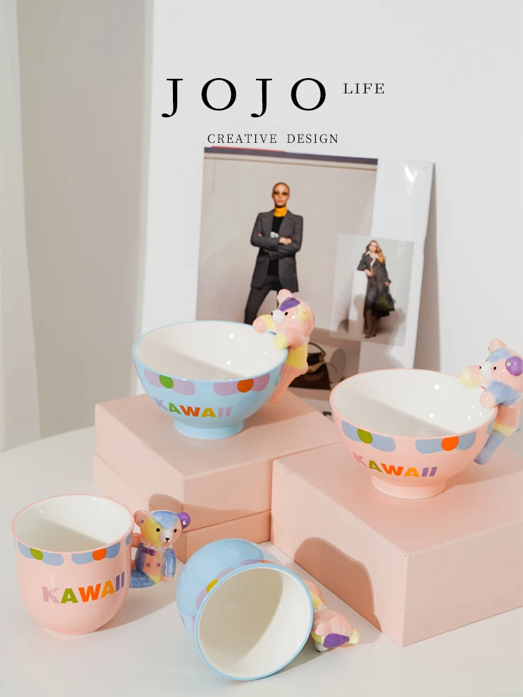 JOJO'S L. PD.Bear マグカップ：可愛いクマデザインで日常を彩るカラフルペア用マグカップ