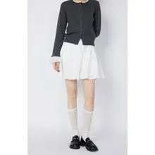 白色の松緊ウエストレース刺繍スカート【春用・女性用】