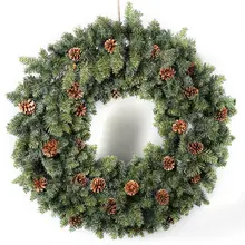緑色の尖頭クリスマスリース【造花・ホテルや商業施設の装飾用】