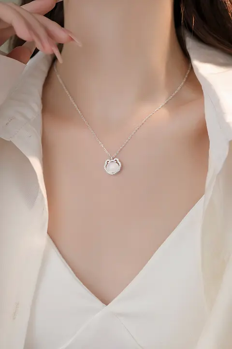 国風デザイン 如意平安ロックネックレス【女性用・華奢デザイン・夏用】