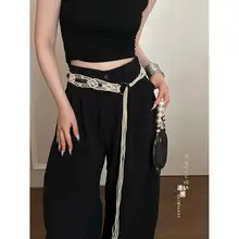 ボヘミアン風 編み込みホワイトウエストベルト【ヴィンテージ感・ウエストアクセサリー】