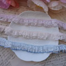 品質の粉色と紫のドッグトゥースレースのフリル付ドレス用装飾材料【ハンドメイド・花の縁飾り】