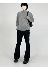 洗練されたデザイン！薄手長袖Tシャツ【カジュアル・ルーズフィット・黒】