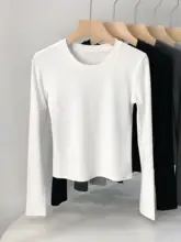 女性用 ラウンドネックフィット長袖Tシャツ【極上の柔らかさ・リブニット・コットン】