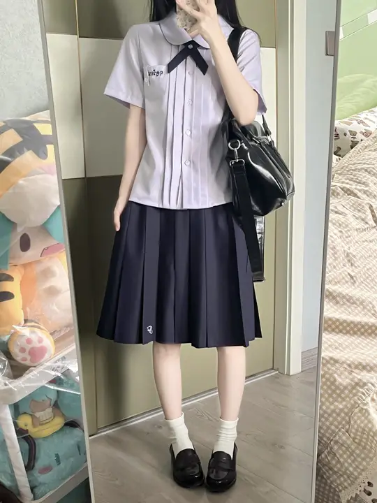 夏にぴったりなタイスタイル半袖シャツ【学院風・オリジナルJK制服・セットアップ対応】