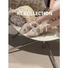 羊皮製 内増高デザインのバタフライリボンサテン先細りサンダル【女性用・包みタイプ・春夏向け】