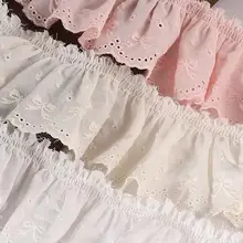 手作りDIYレース刺繍トリム用布【コットン・フリルデザイン・ドール衣装装飾用】