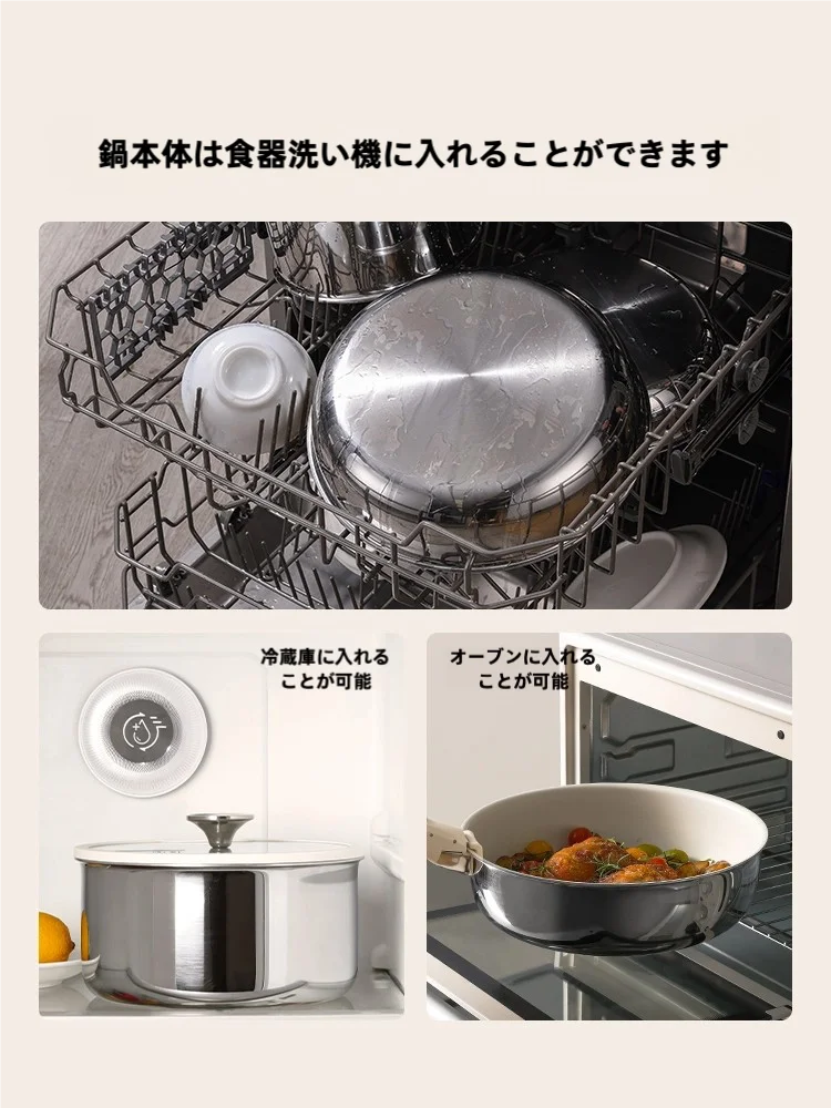 ステンレスフライパン 304不二家モデル：蓋付き22cmでIH対応の使いやすい家庭調理に最適
