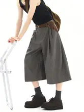 レトロチェック柄スエード七分丈パンツ【男夏用・クリーンフィット・ゆったりデザイン】（セットアップ対応）