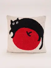 可愛いカートゥーン猫のクッションカバー【ニット素材・リビング・子供部屋用・おしゃれなデコレーション】
