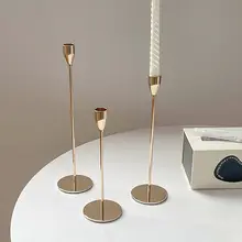 北欧風レトロな金属製キャンドルスタンド【ゴールド・テーブル装飾用・ロマンティック】