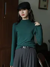 多色 半高ネック 秋用 ベーシック シンプル ニットインナーTシャツ