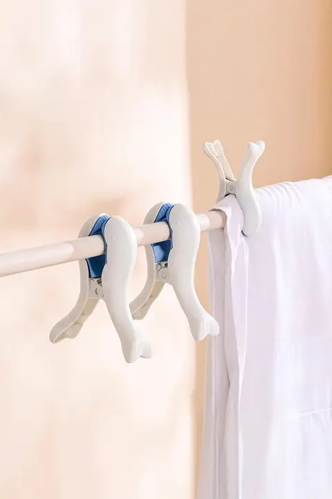 強力クリップ式干し物クリップ【防風・プラスチック製・洗濯物固定用】