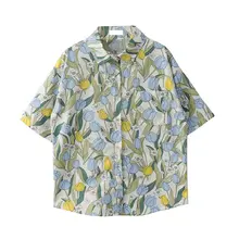 カジュアルな花柄ポロTシャツ【夏用・フィット・短袖】（セットアップ対応）