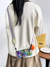 趣味のカラフルな動物デザインの斜め掛けスマホケース【小型機種対応・穴あけ不要・防御性能】