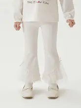 女の子用 シフォン切替えのフレアパンツ【伸縮性・春用】