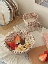 韓国風インスピレーションのスプラッシュエナメルキャンプカップ【燕麦ボウル・フルーツヨーグルトボウル】