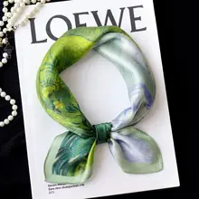 スカーフ レディース シルク100% 繻子織り 花柄 アート柄 上品 きれいめ