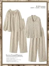 カップル用 コットン二重ガーゼスリーパー【長袖・春秋用・男女兼用・ホームウェア】（セットアップ対応）