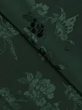 高級染織の無地ダークグリーンの刺繍入り生地【蝶恋花・レディース用】