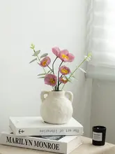 現代的なデザインの陶製花瓶【高級感・インテリア装飾・ドライフラワー・生花兼用】