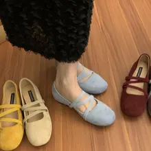 ファッション性の高いバレエシューズ【シンプルデザイン・クロスストラップ・インヒール】