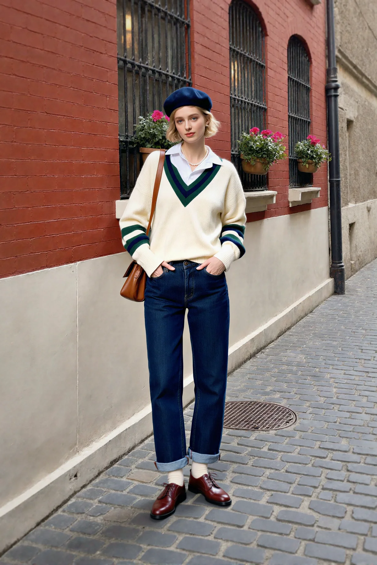 大人可愛い服 50代コーデの完全ガイド｜Vネックカラーブロックベストで実現する自然な大人の可愛さ