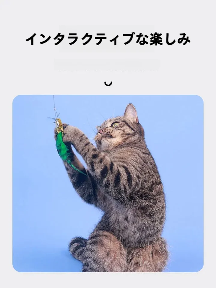 猫用おもちゃ・フェイク昆虫付きねこじゃらし【耐噛性・交換可能なワイヤーヘッド・子猫用】