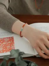 天然南紅緑松石とパールのカップル用ブレスレット【中華風・ギフト用】