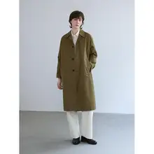 trueidea コットンカジュアルトレンチコート【カーキ・lemire生地・春夏用】