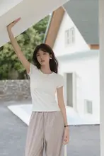 LILI EDIT レディース ベーシックショートスリーブTシャツ【ストレートカット・スリムフィット・夏用】