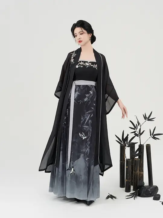 漢服風デザインの外套とマ面スカート【夏用・二部構成・国風】（セットアップ対応）