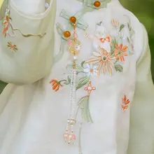 可愛いウサギのパール飾り付き女の子用古風コスチューム【漢服・旗袍デザイン】