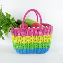 アートフィブラタン調の買い物用手提げバスケット【ピクニック・洗面・収納用・大容量】