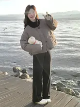 個性的で美しいグレーのショートダウンジャケット【立ち襟・女性用・冬用・軽量・暖かさ】