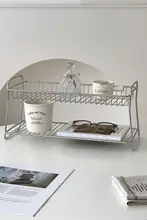 シンプルなステンレス製多層デスク収納ラック【化粧品・小物整理用】