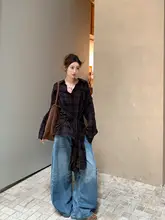 デザインを引き立てるチェック柄結びウエスト短丈シャツ【秋用】